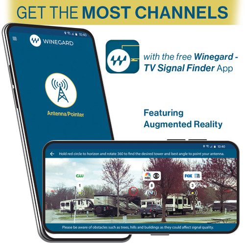Sensar IV RV VHF/UHF HDTV Antenna - Free Winegard - TV Signal Finder app helps find all the channels available