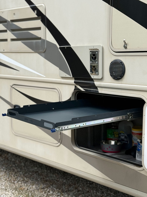 Empty installed cargo tray pulled out