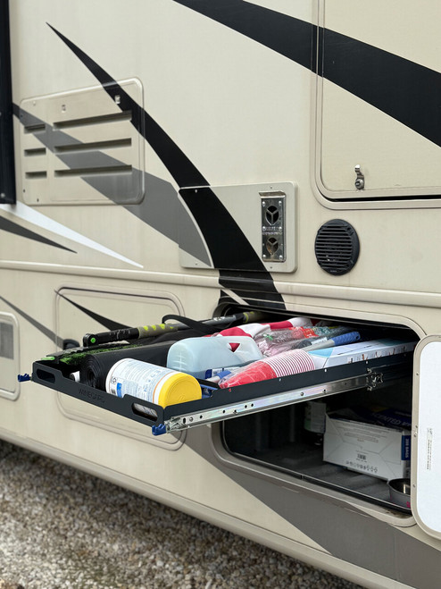 another view of the cargo tray loaded and pulled out