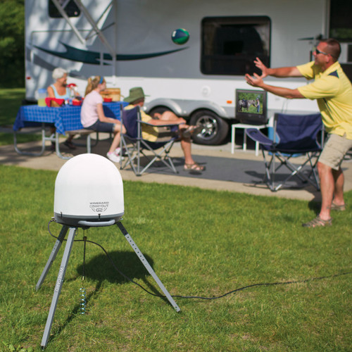 Portable Satellite Antenna Tripod Mount with Carryout G2 at camp
