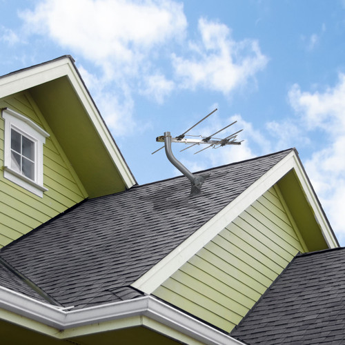 YA-7000 VHF-Hi/UHF Yagi Antenna - Mounted on a roof