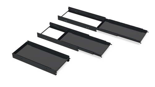 Winegard Cargo Tray at three different extension lengths, right side top view