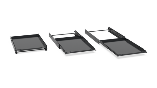 Winegard Cargo Tray at three different extension lengths, right side top view