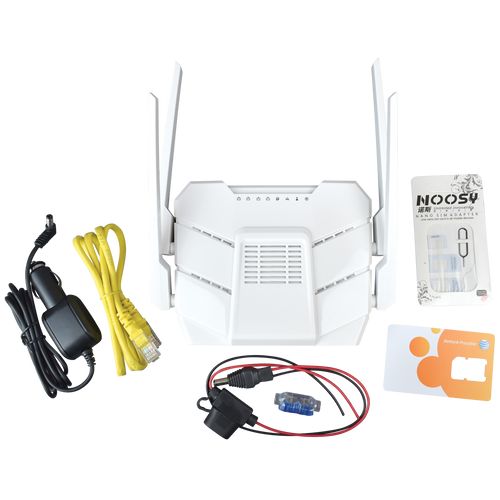 Image of the Aspen LTE router and all components